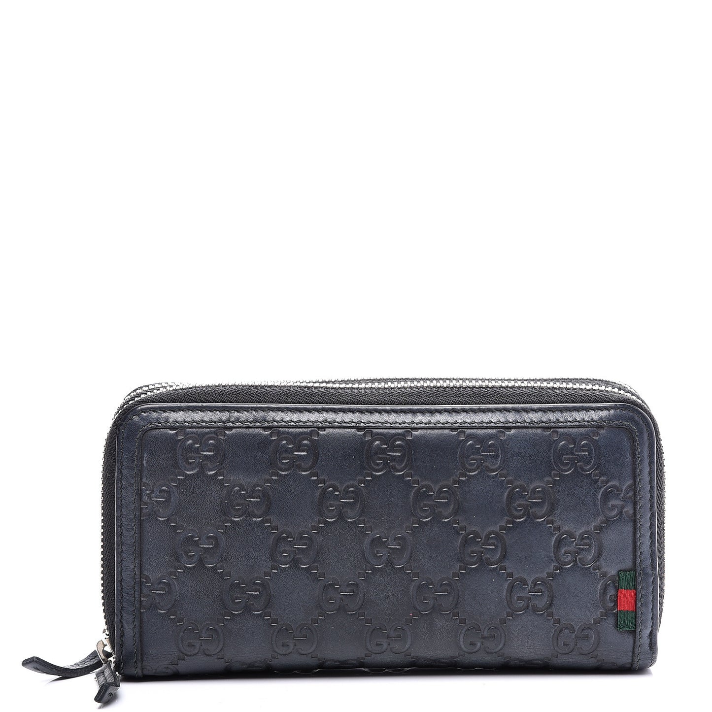 Guccissima Large Double Zip Around Wallet Black