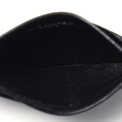 Saint Laurent Grain De Poudre Matelasse Chevron Monogram Credit Card Case Black 5 of 7