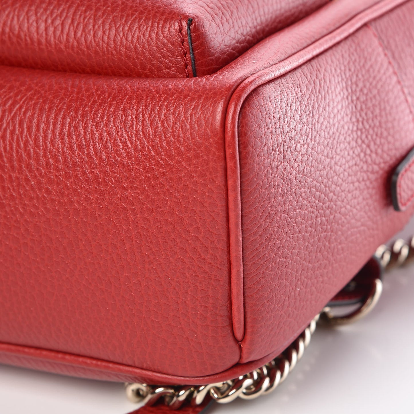Pebbled Calfskin Soho Chain Backpack Red