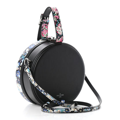 Louis Vuitton Calfskin Floral Print Petite Boite Chapeau Black 3 of 8