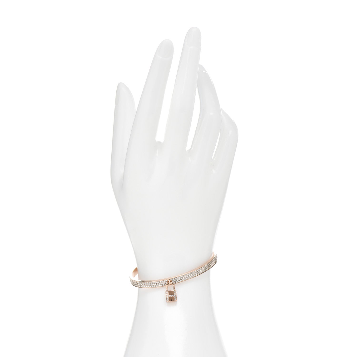 Hermes 18K Rose Gold Diamond Pave Kelly Clochette Cuff Bracelet SH 2 of 5