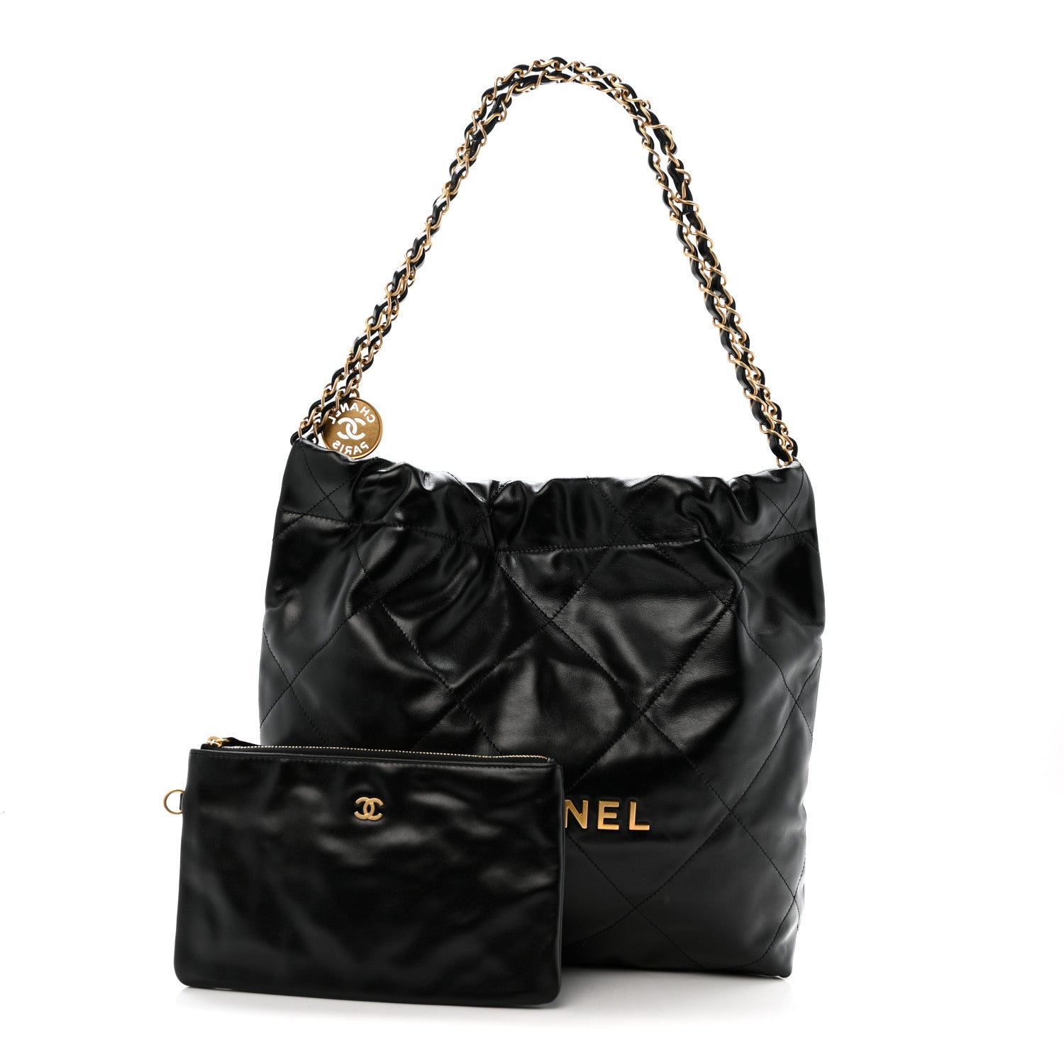Chanel Shiny Calfskin Quilted Small Chanel 22 Black 3 of 11