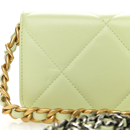 Chanel Lambskin Quilted Chanel 19 Clutch With Chain Light Green 12 of 13