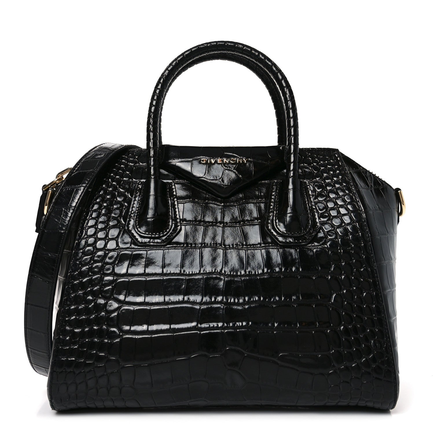 Givenchy Calfskin Crocodile Embossed Small Antigona Black 1 of 10