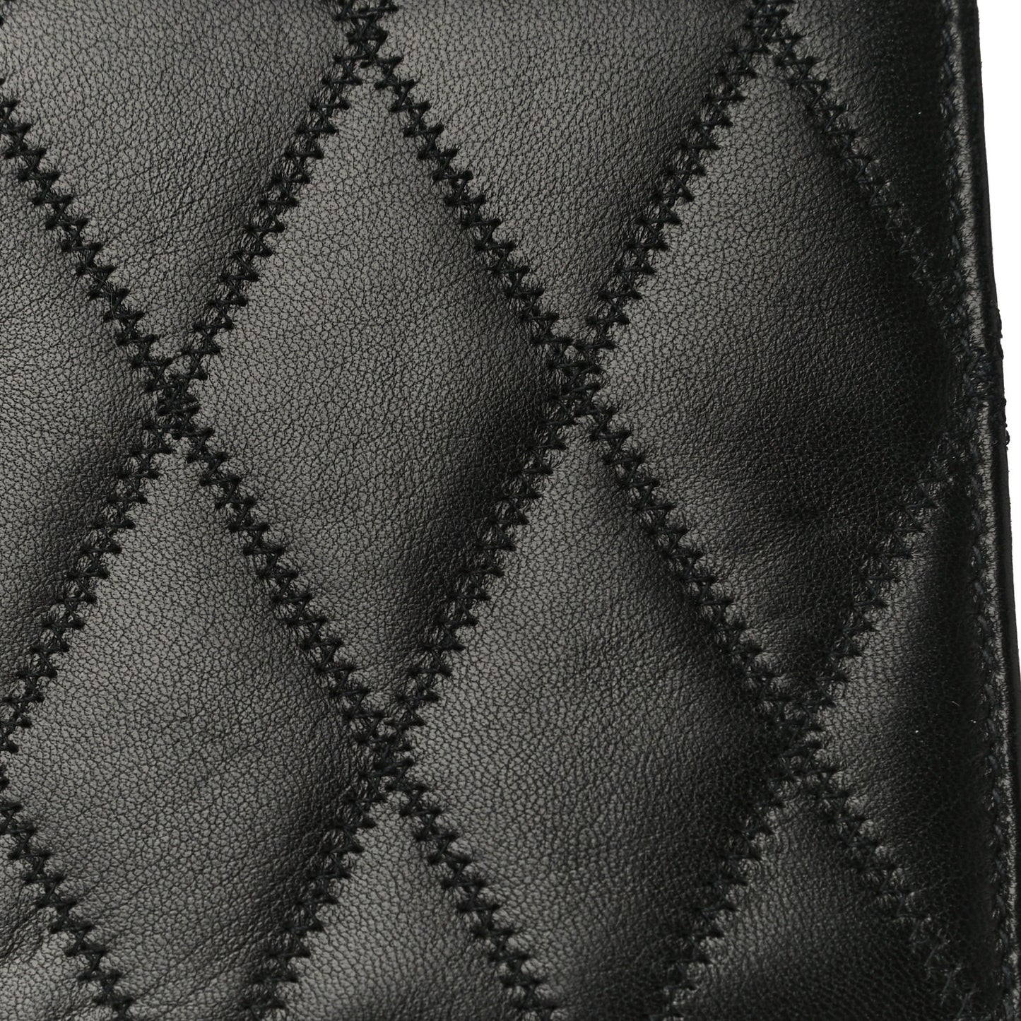 Lambskin Diamond Quilted Monogram Angie Chain Bag Black