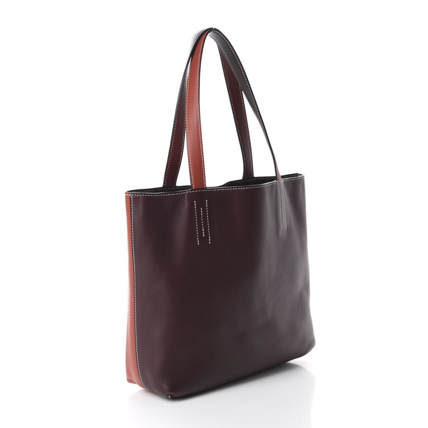 Veau Sikkim Swift Double Sens 30 Reversible Tote Ebene Rouge H Brique Prune