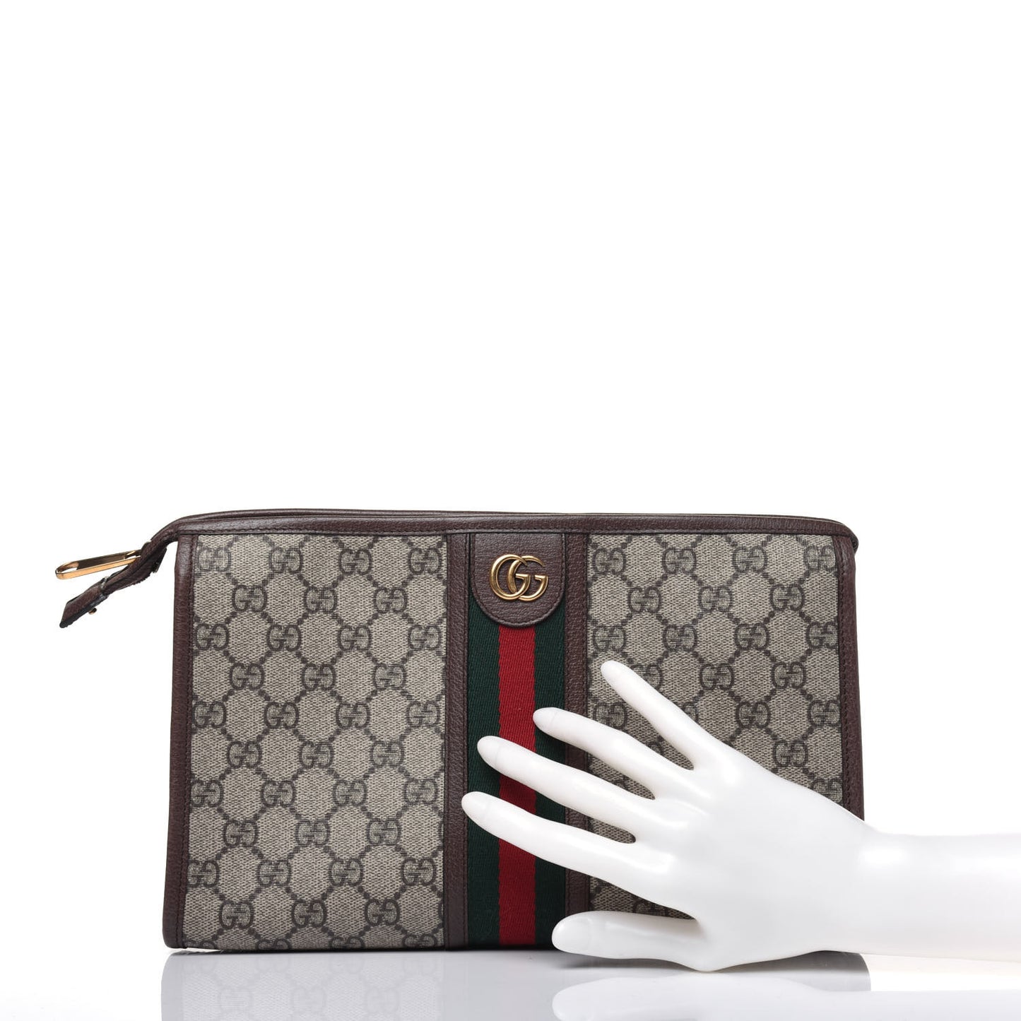 GG Supreme Monogram Web Toiletry Case Brown