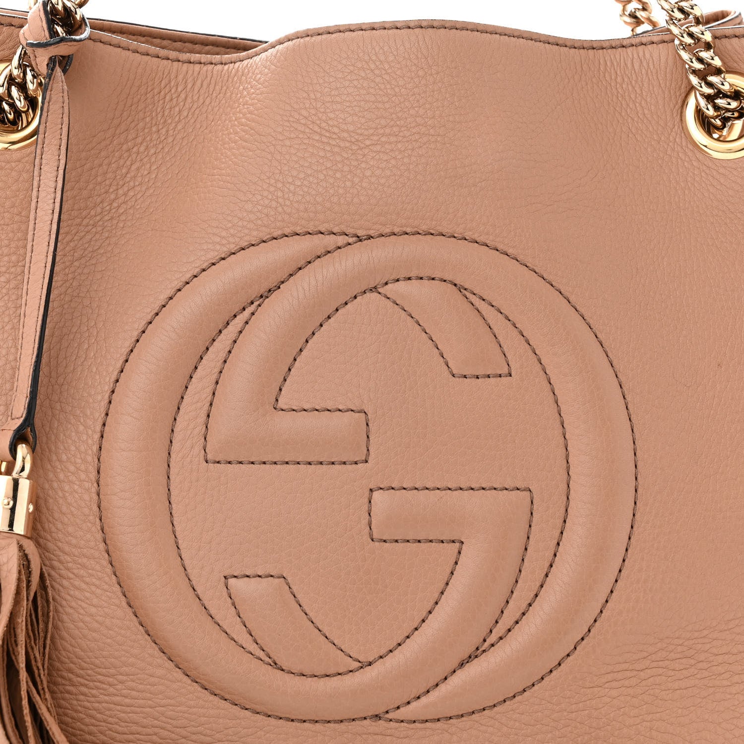 Gucci Pebbled Calfskin Medium Soho Chain Shoulder Bag Camelia 8 of 19