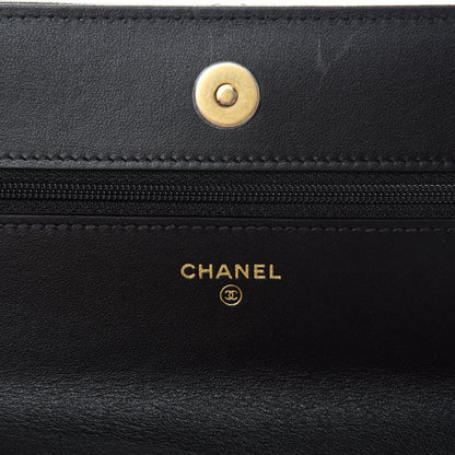 Chanel Shiny Goatskin Quilted Chanel 19 Wallet On Chain WOC Black 8 of 12