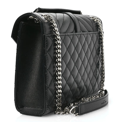 Saint Laurent Grain De Poudre Textured Mixed Matelasse Triquilt Medium Monogram Satchel Black 3 of 11