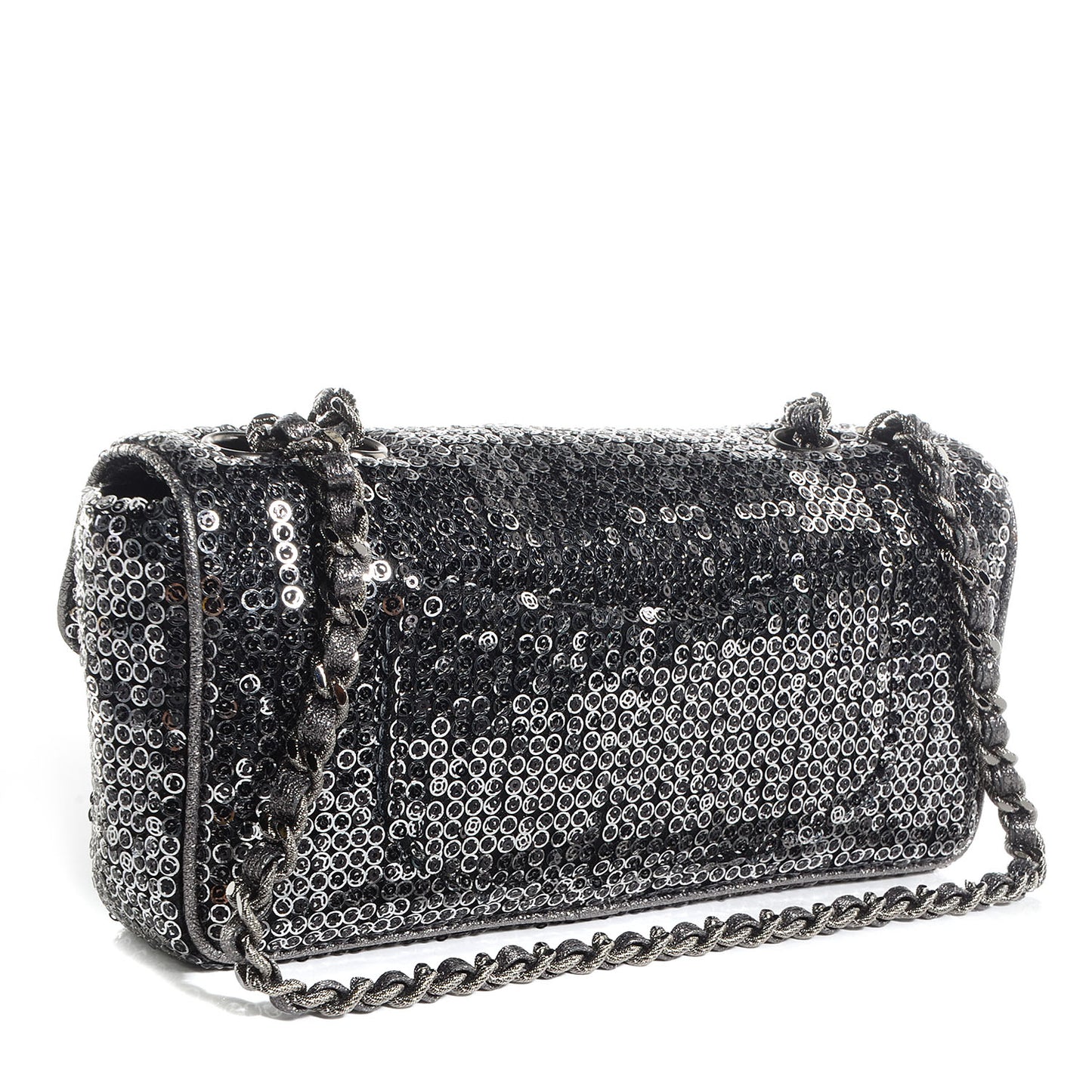 Sequin East West Flap Dark Silver