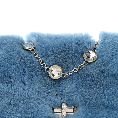 Miu Miu Rabbit Fur Crystal Flap Clutch Blue 8 of 11
