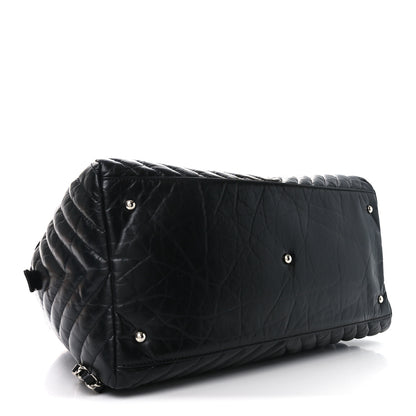 Chanel Aged Calfskin Chevron Medium Soft Bowling Bag Black 4 of 10