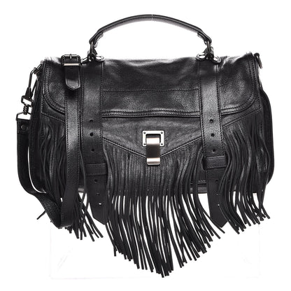 Proenza Schouler Lambskin Fringe Medium PS1 Satchel Black 1 of 8
