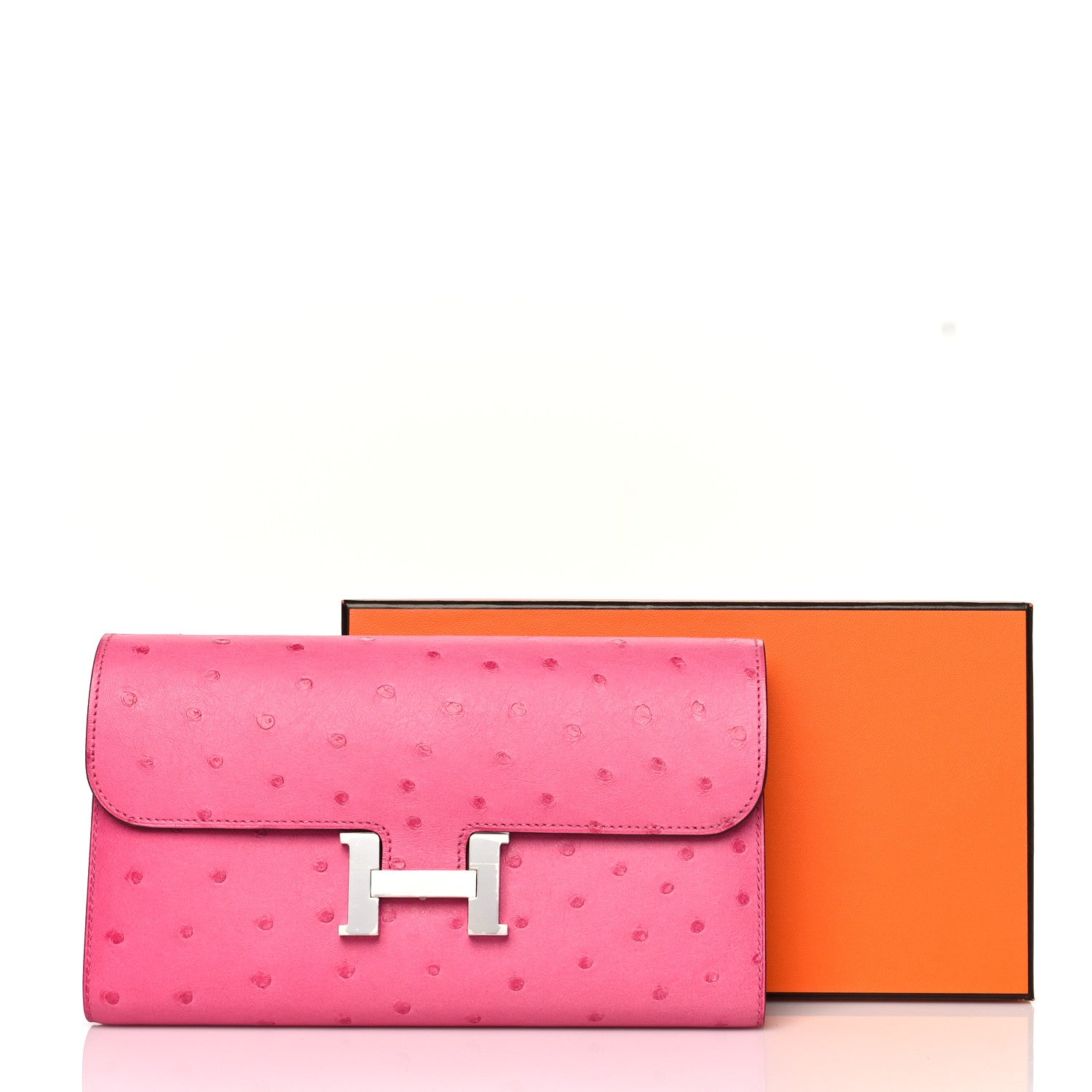 Hermes Ostrich Constance Long Wallet Rose Tyrien 10 of 10