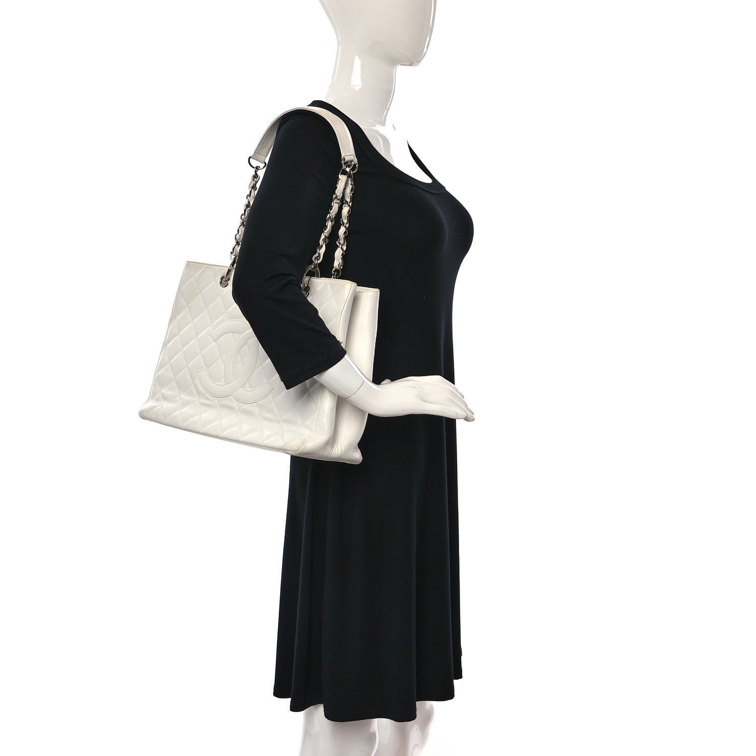 Chanel Caviar Quilted Grand Shopping Tote GST White 2 of 24