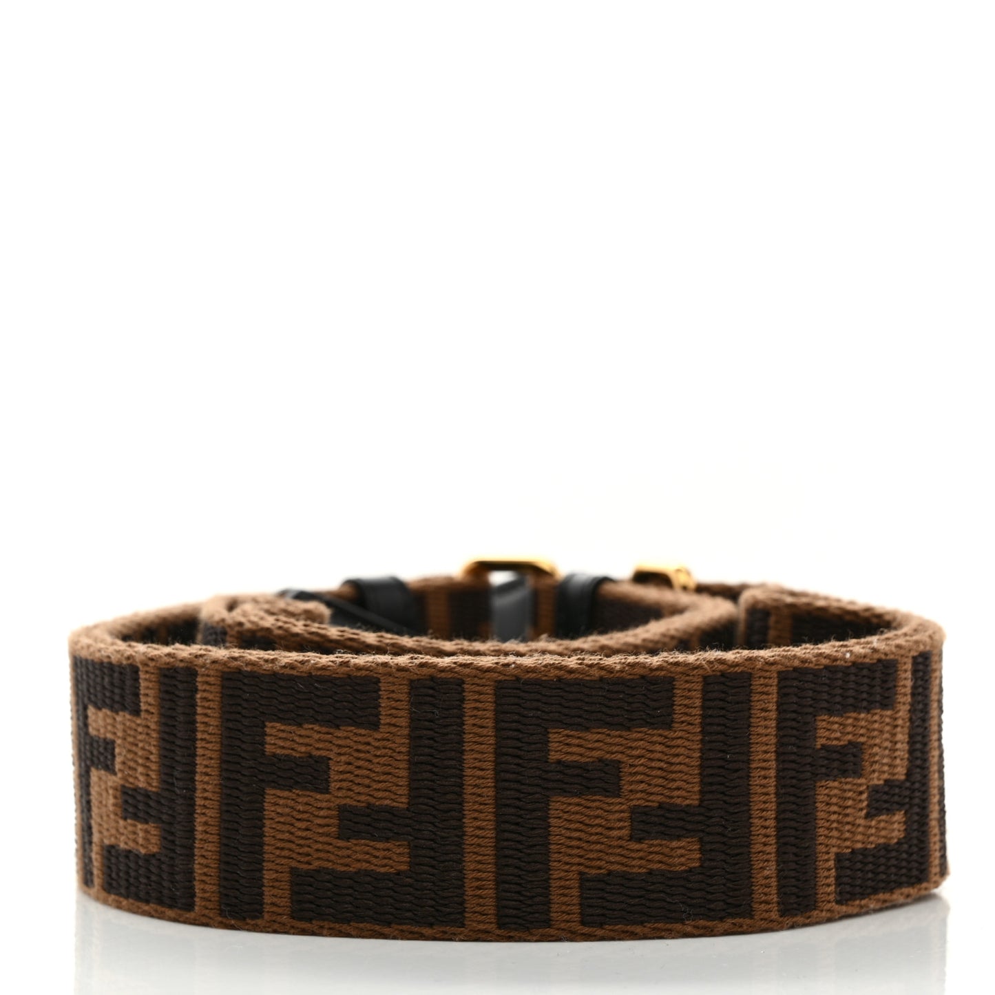 Ribbon Vitello Century FF 1974 Flat Studded Strap You Fango Marrone Ebano