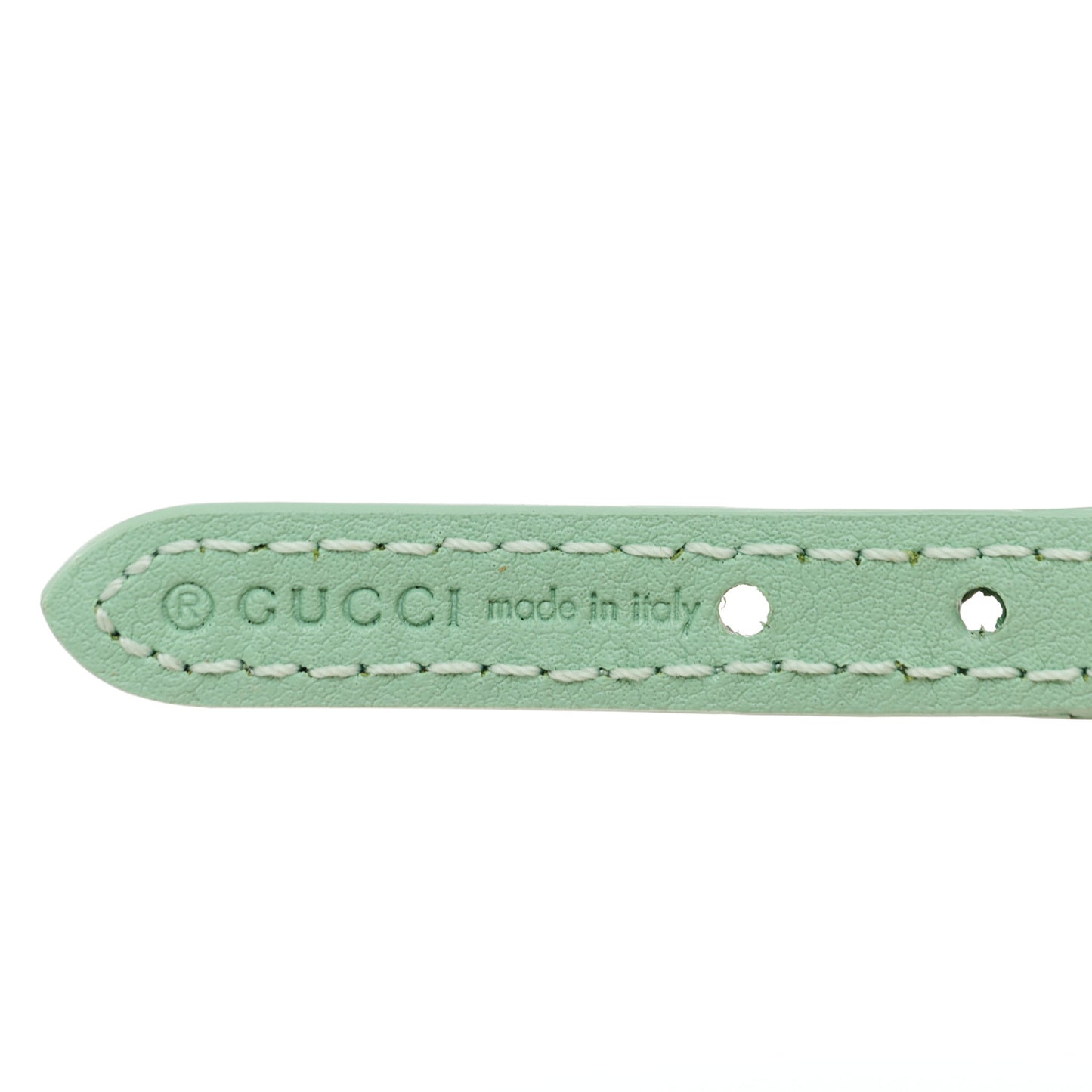 Calfskin Braided 'Gucci' Logo Bracelet S Green Silver