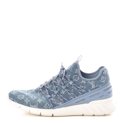 Louis Vuitton Denim Rubber Monogram Fastlane Low Sneakers 10 Navy 1 of 7