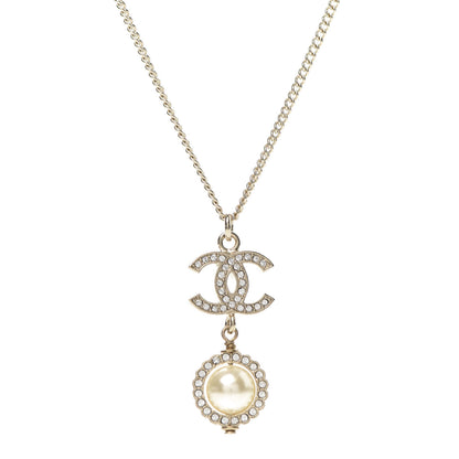 Chanel Crystal Pearl CC Lace Camellia Necklace Gold 4 of 6