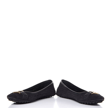 Louis Vuitton Woven Suede Oxford Ballerina Flats 37 Black 6 of 12