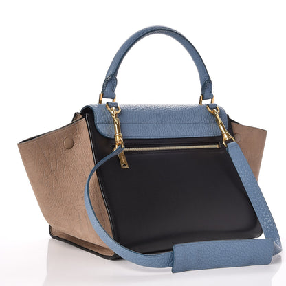 Celine Bullhide Calfskin Grained Nubuck Small Tri-Color Trapeze Medium Blue 4 of 7