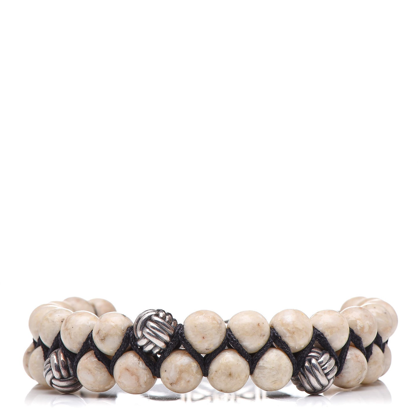 Sterling Silver Riverstone 8mm Spiritual Beads Two Row Bracelet