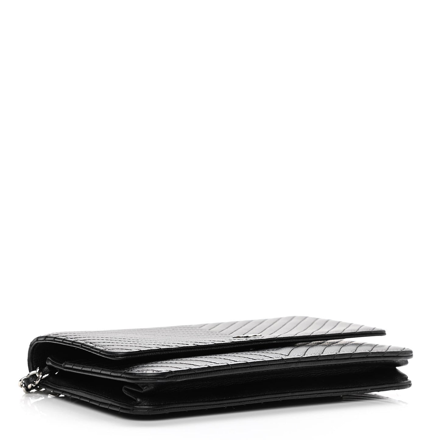 Caviar Chevron Quilted Wallet On Chain WOC Black