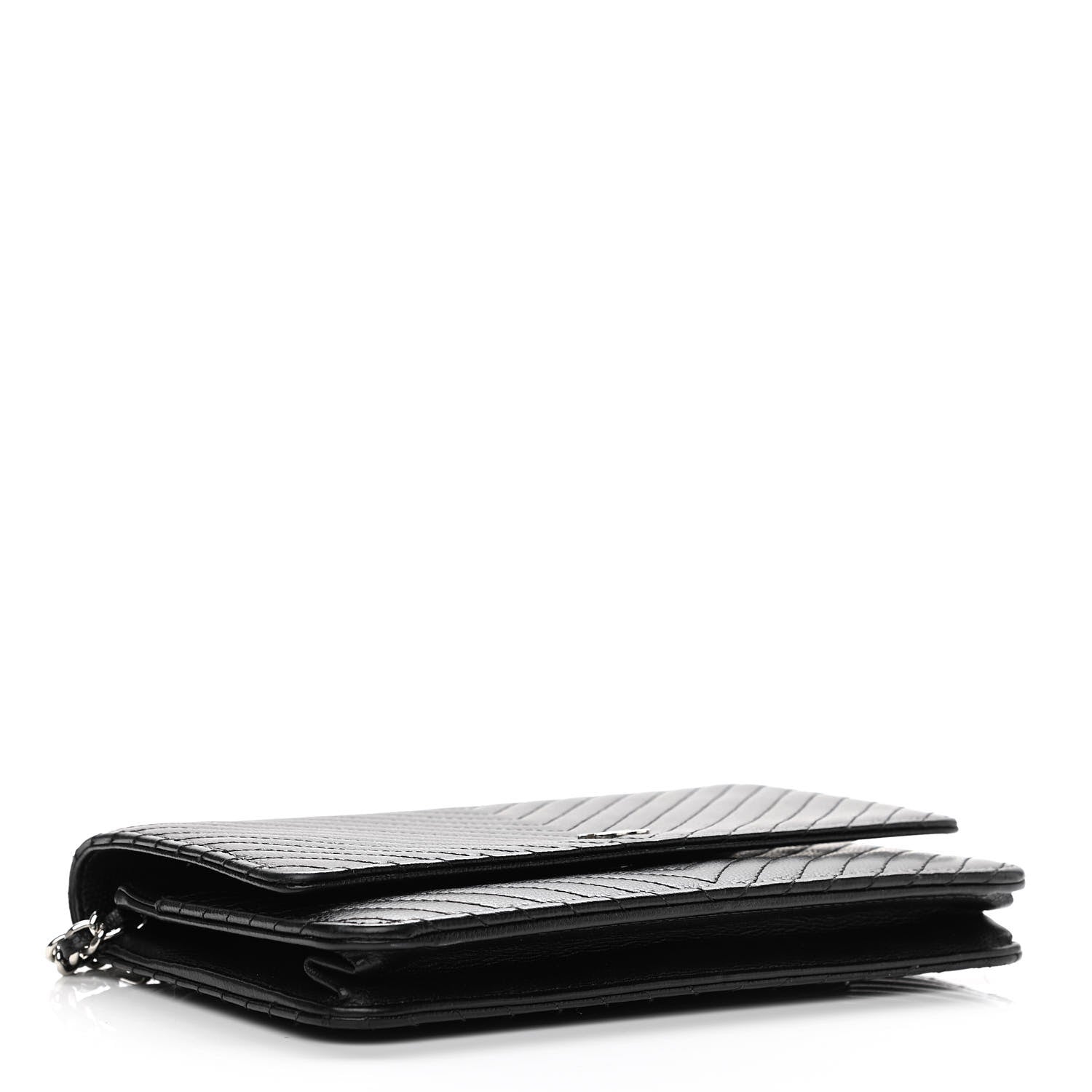 Chanel Caviar Chevron Quilted Wallet On Chain WOC Black 4 of 15