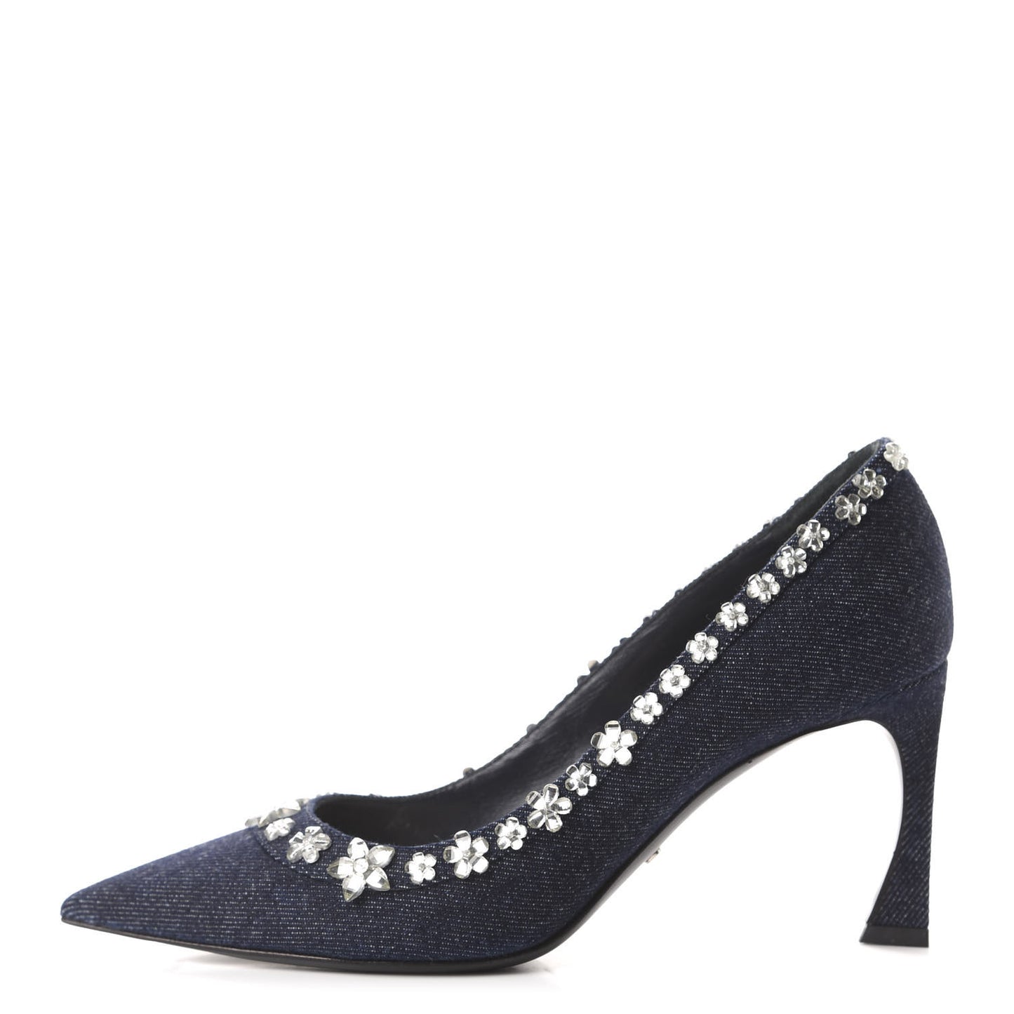 Denim Crystal Garland Pumps 37.5 Blue Fonce