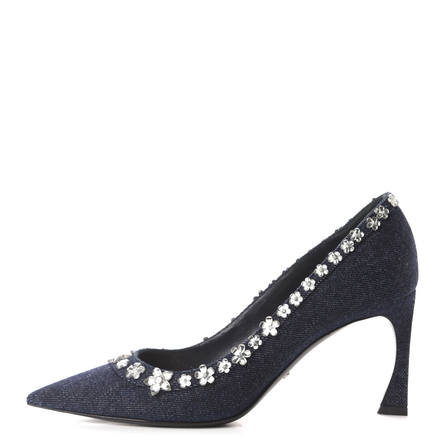 Christian Dior Denim Crystal Garland Pumps 37.5 Blue Fonce 1 of 12
