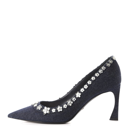 Christian Dior Denim Crystal Garland Pumps 37.5 Blue Fonce 1 of 12