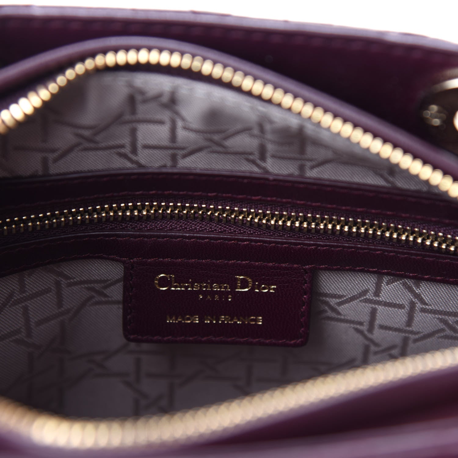 Christian Dior Lambskin Cannage Medium Lady Dior Burgundy 8 of 11