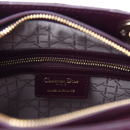 Christian Dior Lambskin Cannage Medium Lady Dior Burgundy 8 of 11