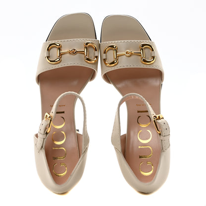 Gucci Nappa Horsebit Cross Strap 95mm Sandals 41.5 Mystic White 2 of 7