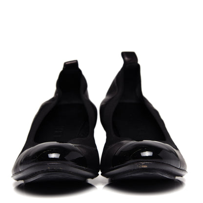 Chanel Lambskin Patent CC Elastic Stretch Pumps 38 Black 2 of 10