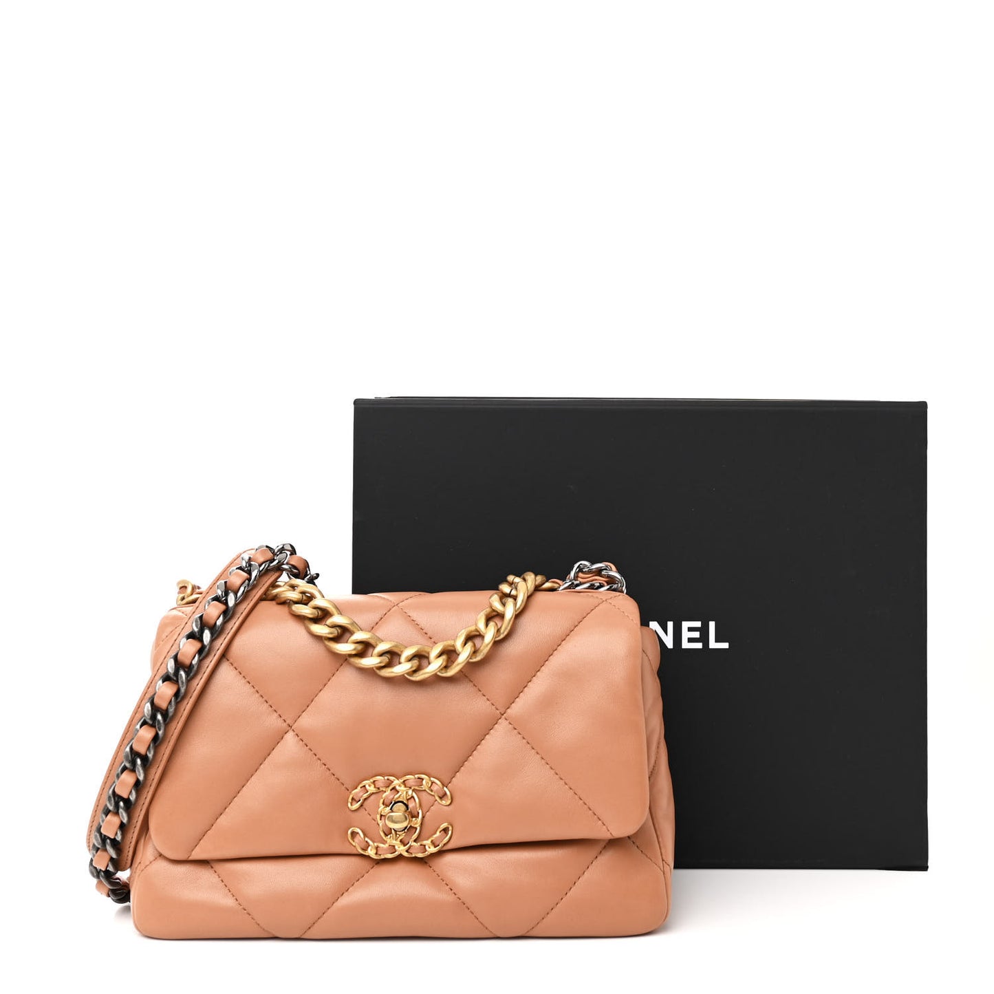 Lambskin Quilted Medium Chanel 19 Flap Brown