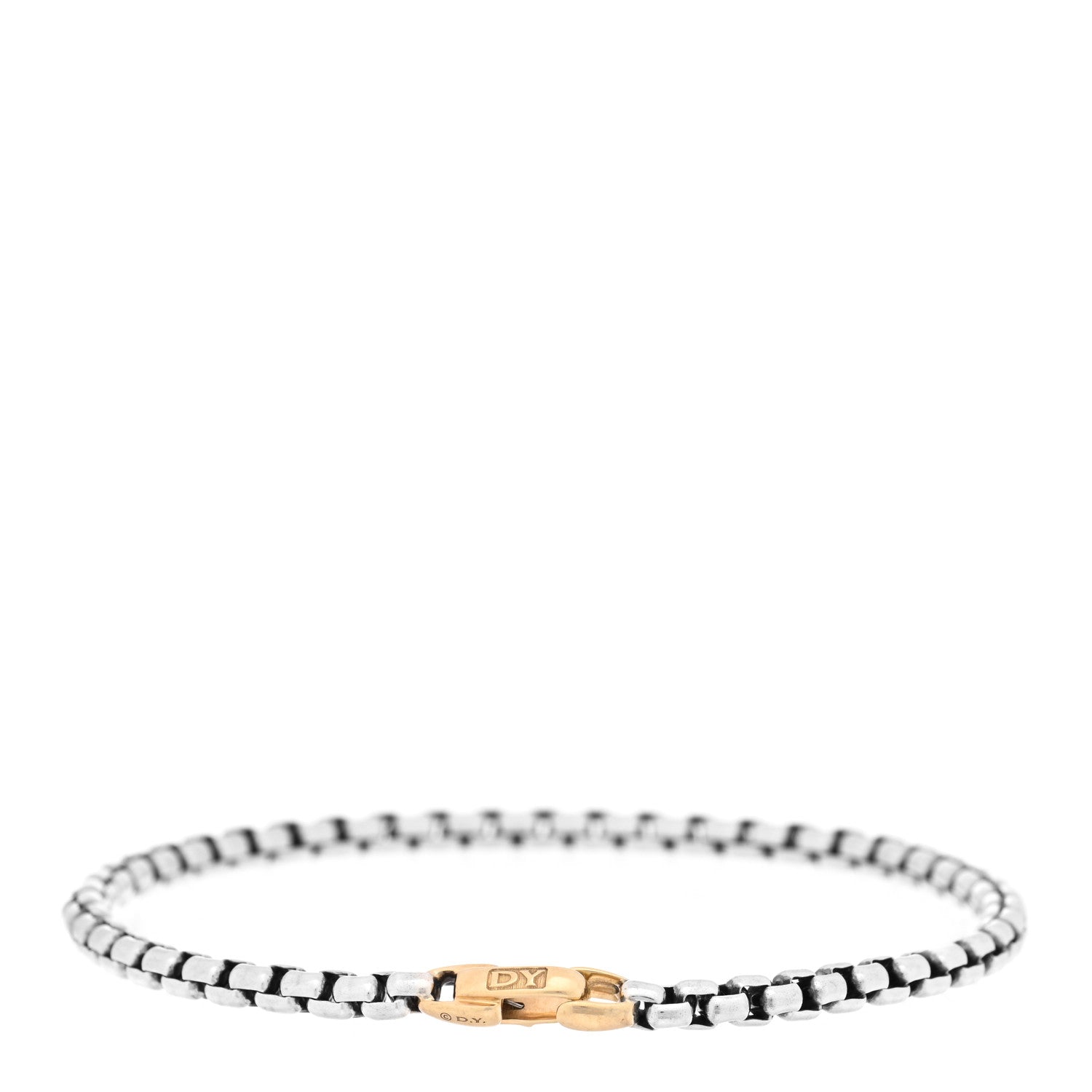 David Yurman Sterling Silver 14K Yellow Gold 4mm DY Bel Aire Box Chain Bracelet 2 of 4