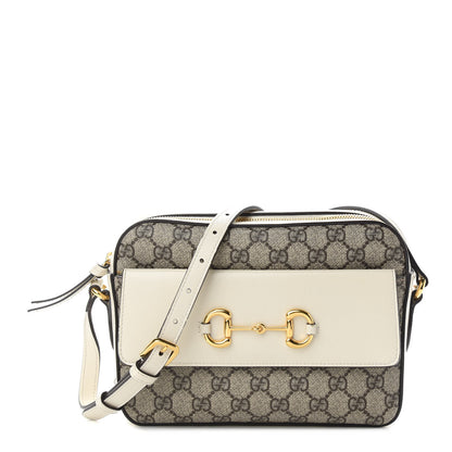Gucci GG Supreme Monogram Small Horsebit 1955 Shoulder Bag Beige Mystic White 1 of 9