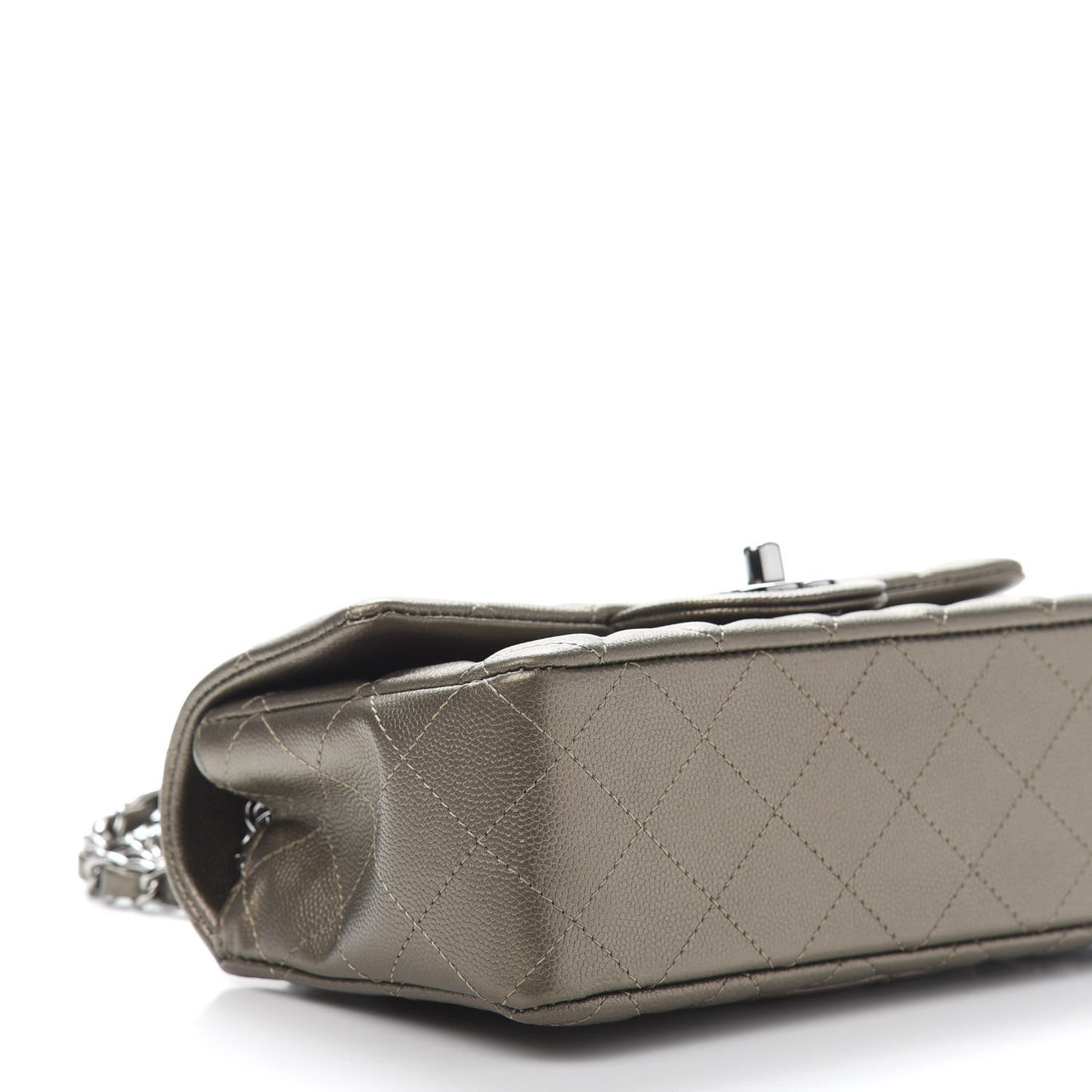 Iridescent Caviar Quilted Mini Rectangular Flap Bronze