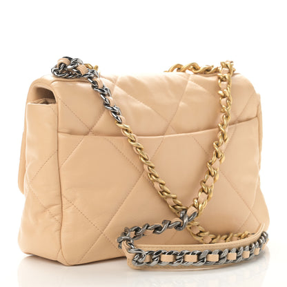 Chanel Shiny Goatskin Quilted Large Chanel 19 Flap Beige 3 of 10