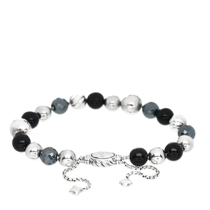 David Yurman Sterling Silver Black Onyx Hematine 8mm Elements Bead Bracelet 3 of 4