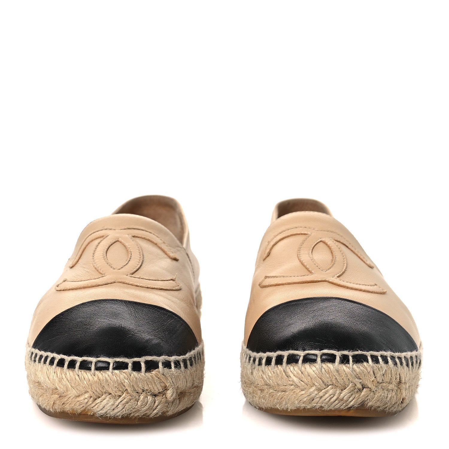 Chanel Lambskin CC Espadrilles 37 Beige Black 3 of 15
