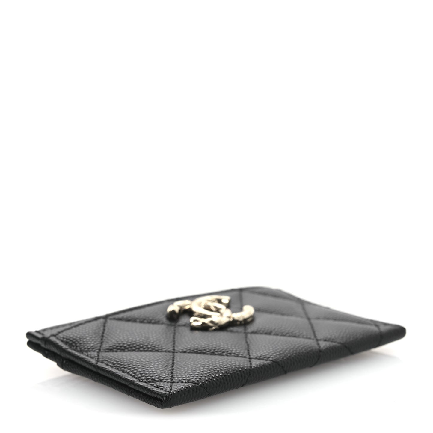 Caviar Quilted CC Card Holder Black