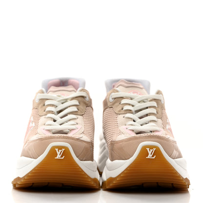 Louis Vuitton Patent Calfskin Technical Mesh Monogram Run 55 Sneakers 39 Beige Pink White 2 of 8