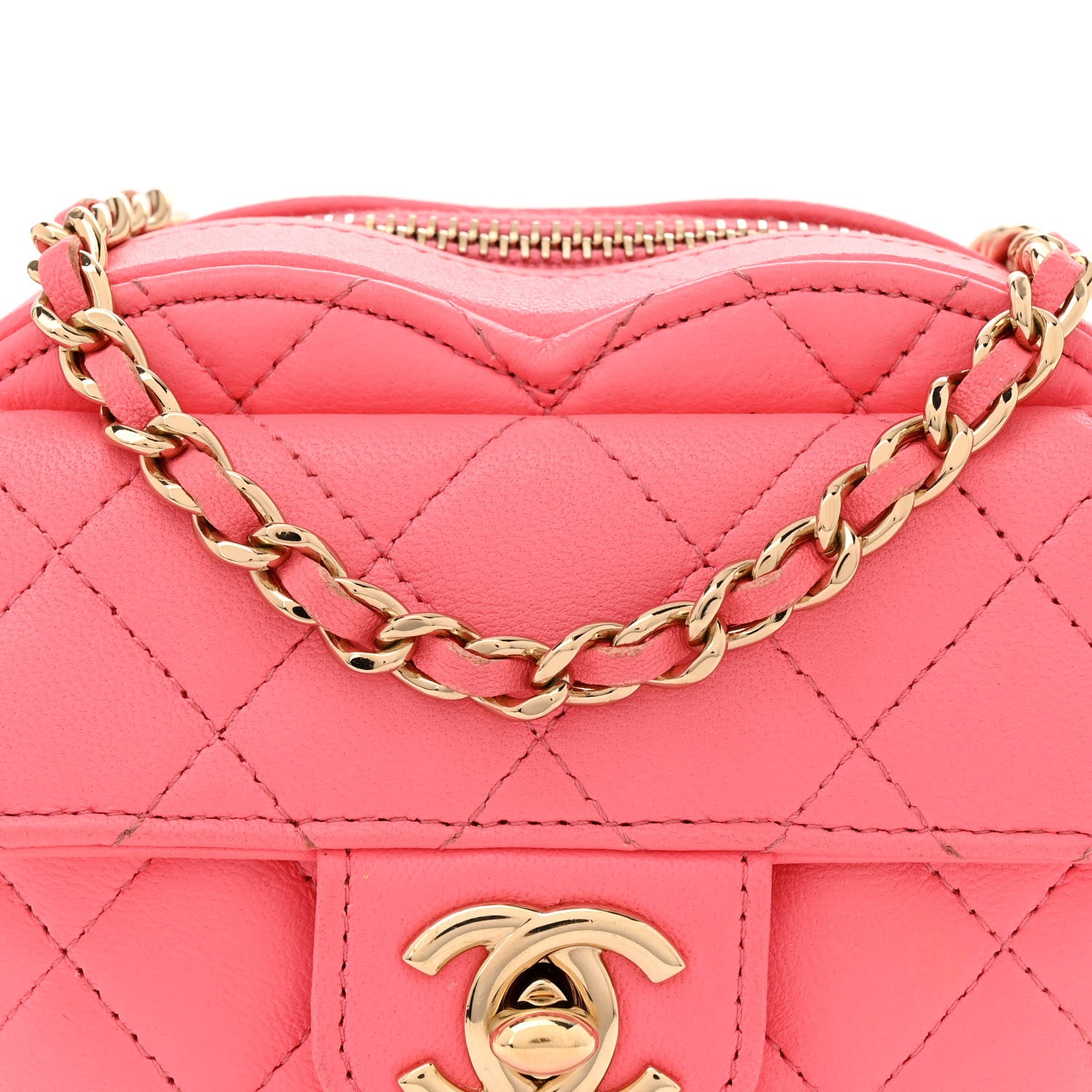 Chanel Lambskin Quilted CC In Love Heart Clutch With Chain Pink 8 of 11
