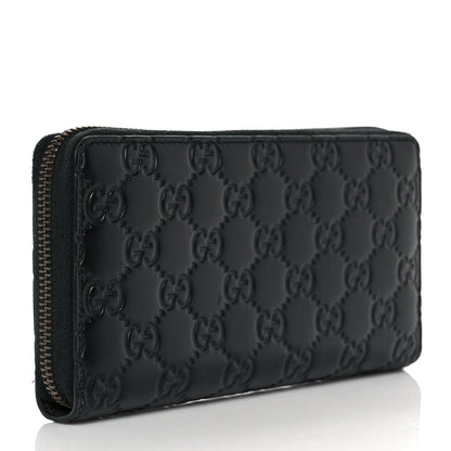 Gucci Guccissima Signature Crystal Cat Zip Around Wallet Black 3 of 8