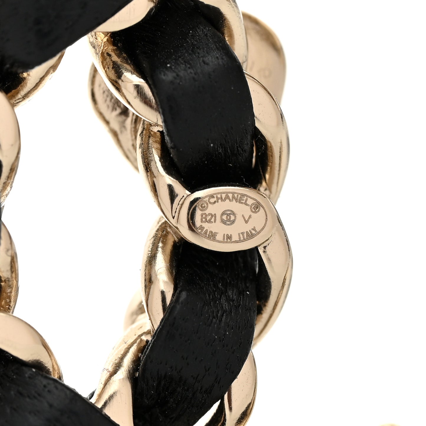 Lambskin Pearl Strass Sergeant Chanel Brooch Black Gold