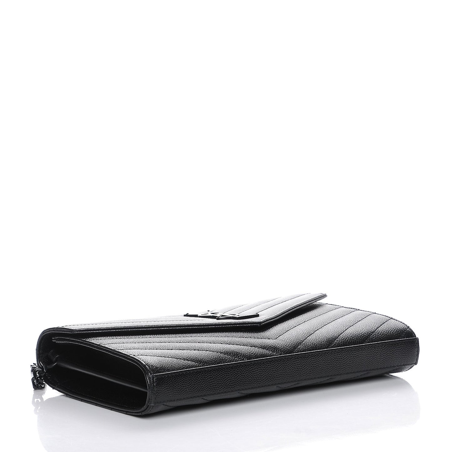 Grain De Poudre Matelasse Chevron Monogram Chain Wallet Black