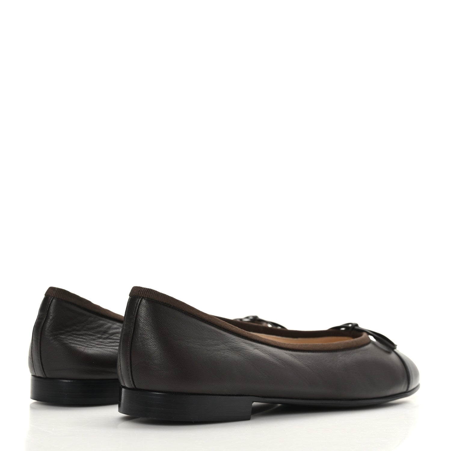 Chanel Lambskin Cap Toe CC Ballerina Flats 39 Brown Black 4 of 7
